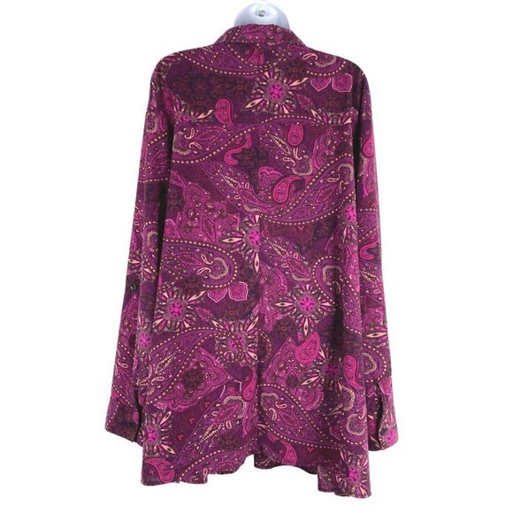 Catherines Top Blouse 4X Paisley Tab Sleeve Polyester Spandex TP-2236 - Picture 6 of 9
